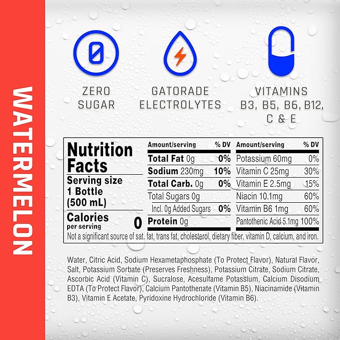 Propel Electrolyte Enhanced Water Sports Drink, Watermelon Flavored Water, Zero Calorie & Zero Sugar Hydration with Electrolytes and Vitamins C & E, 16.9 fl oz Water Bottles (12 Pack)