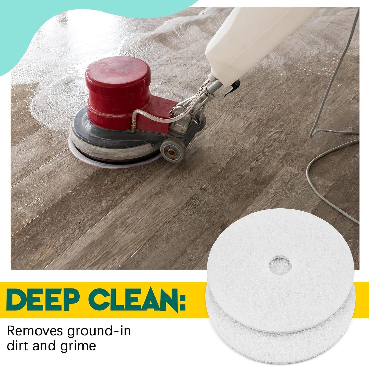 2 Pcs 12" White Scrubbing Pads Commercial Cleaning Orbiter Pads-Maintenance Non Woven for Floor Buffer Machine