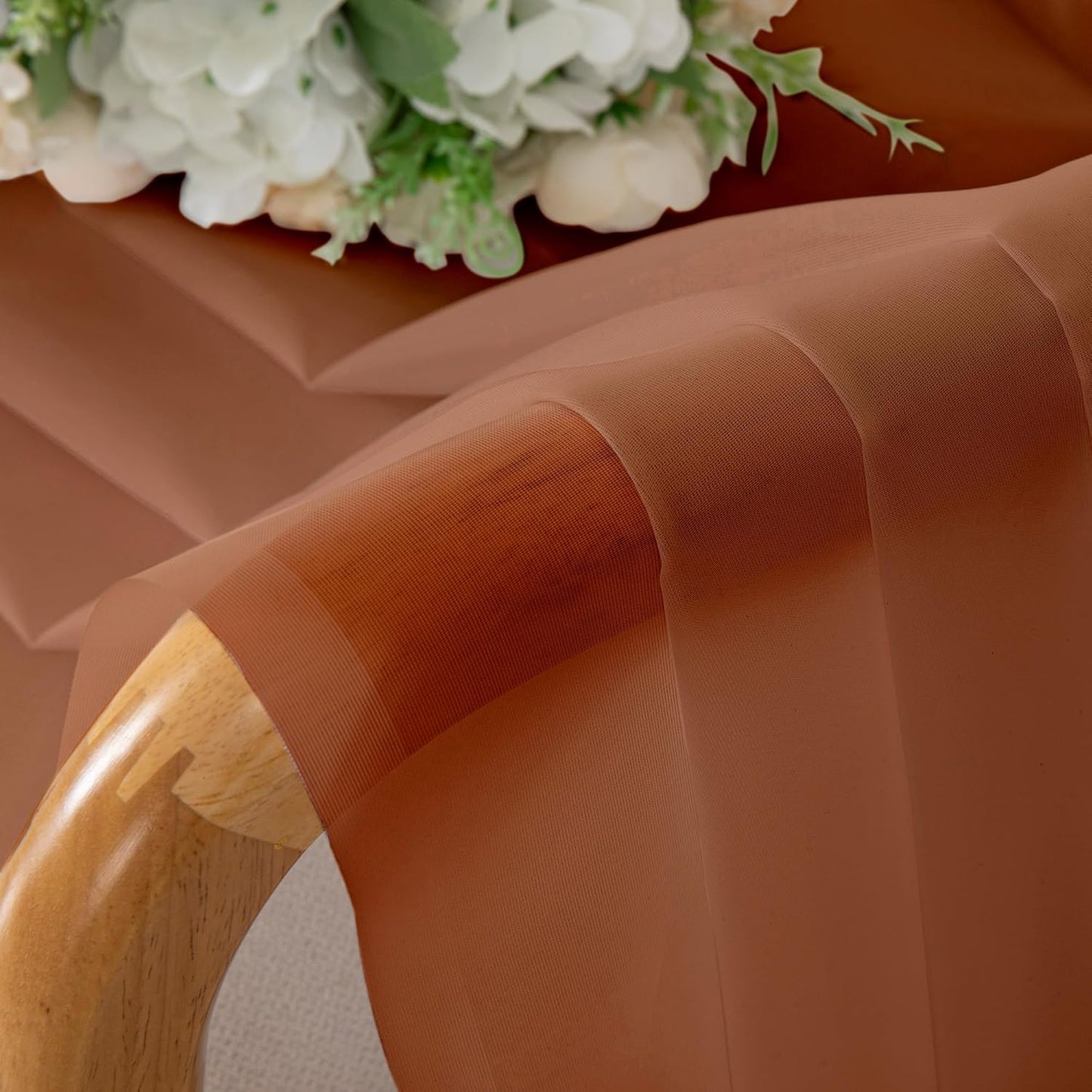 Chyhomenyc Orange Sheer Curtains 96 inches Long 2 Panels, Light Filtering Soft Airy Solid Elegant Voile Window Treatment Drapes for Bedroom Living Room Wedding Party Decor, 42 Wx96 L, 8FT L