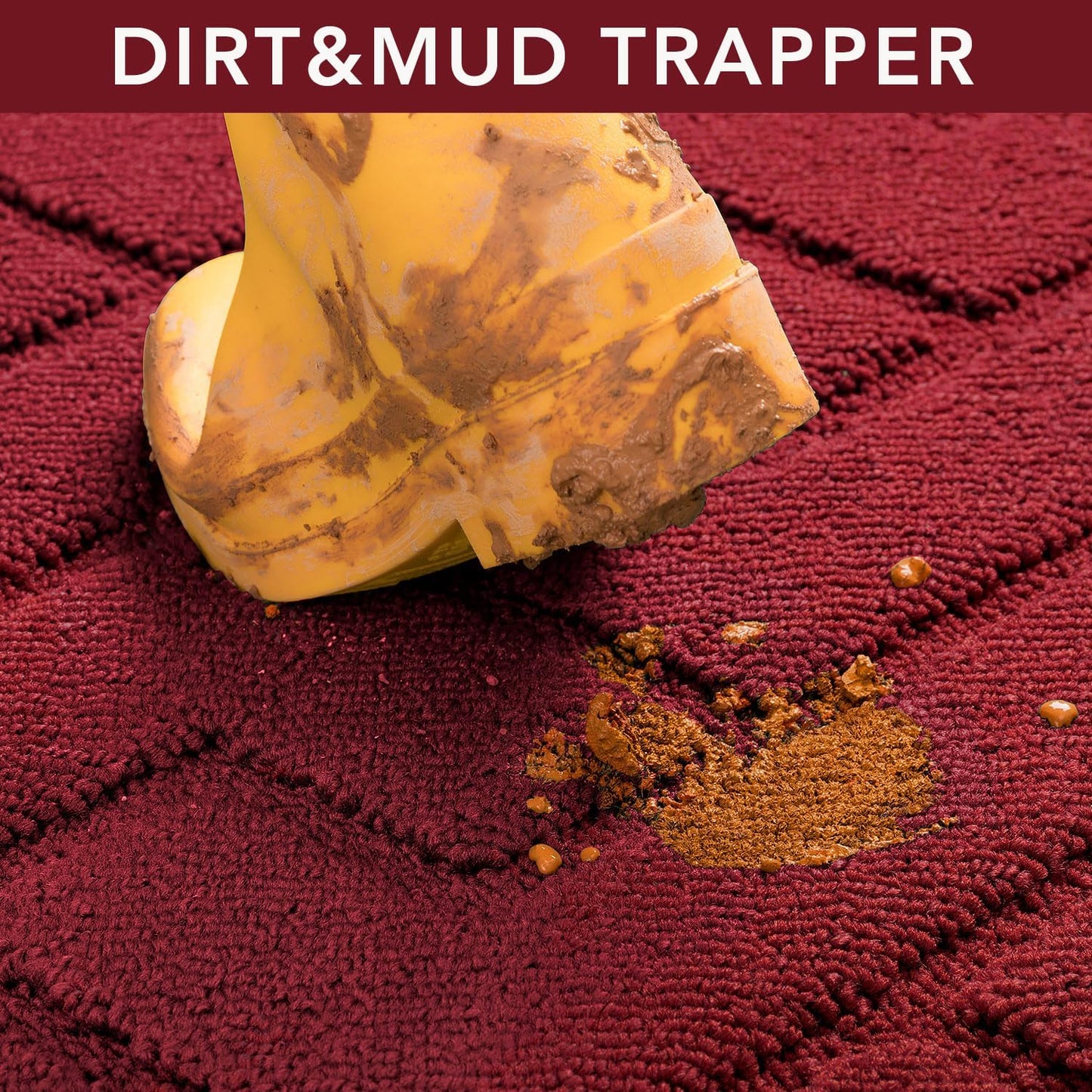 hicorfe Indoor Door Mat,Non Slip Door Mats,32"x48" Front Back Door Mat Rubber Backing,Absorbent Resist Dirt Entrance Inside Floor Mats for Entryway Washable Low-Profile(Red)