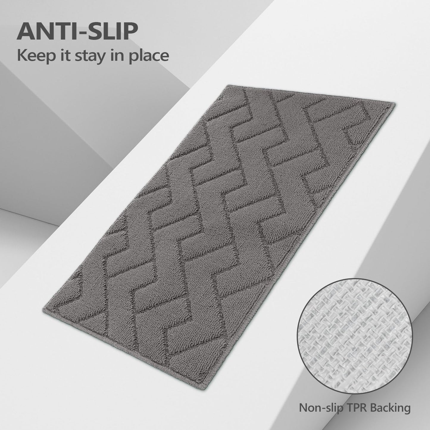 hicorfe Indoor Doormat,Front Back Door Mat Rubber Backing Non Slip Door Mats 20"x59" Absorbent Resist Dirt Entrance Doormat Inside Floor Mats Entryway Washable Low-Profile for Patio,Garden(Grey)