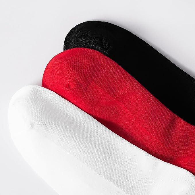 Men's Red Socks Ankle Socks Comfortable White/Black Casual With Heel Tab,Chinese New Year Socks, Size 6-10 (6 pairs)