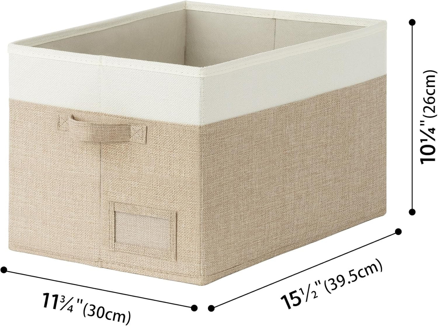 GRANNY SAYS Closet Storage Baskets for Shelves, Large Fabric Storage Bins, Collapsible Clothing Storage and Organization, Decorative Storage Bins, Khaki&Ivory, Extra Large, 3-Pack