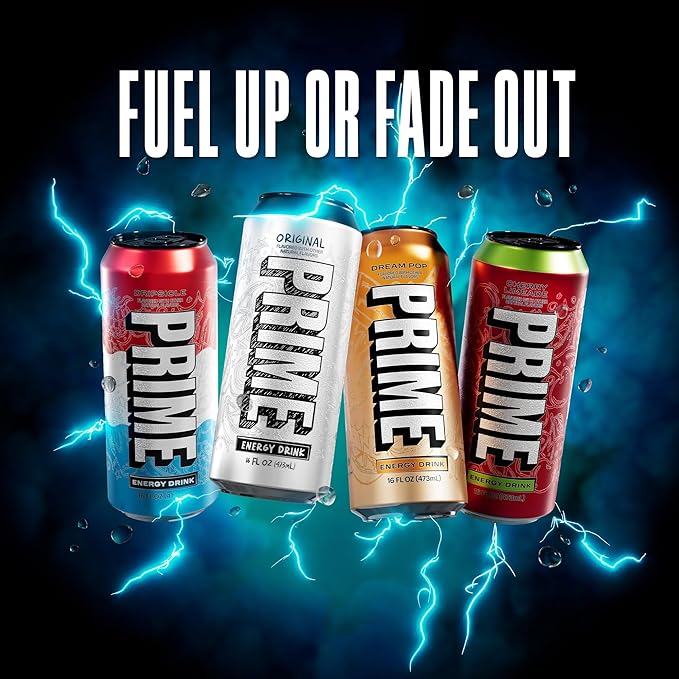 PRIME Energy CHERRY LIMEADE, Zero Sugar Energy Drink, 200mg Caffeine and 300mg of Electrolytes for Hydration, Vegan, Gluten Free,16 Fluid Ounce, 12 Pack