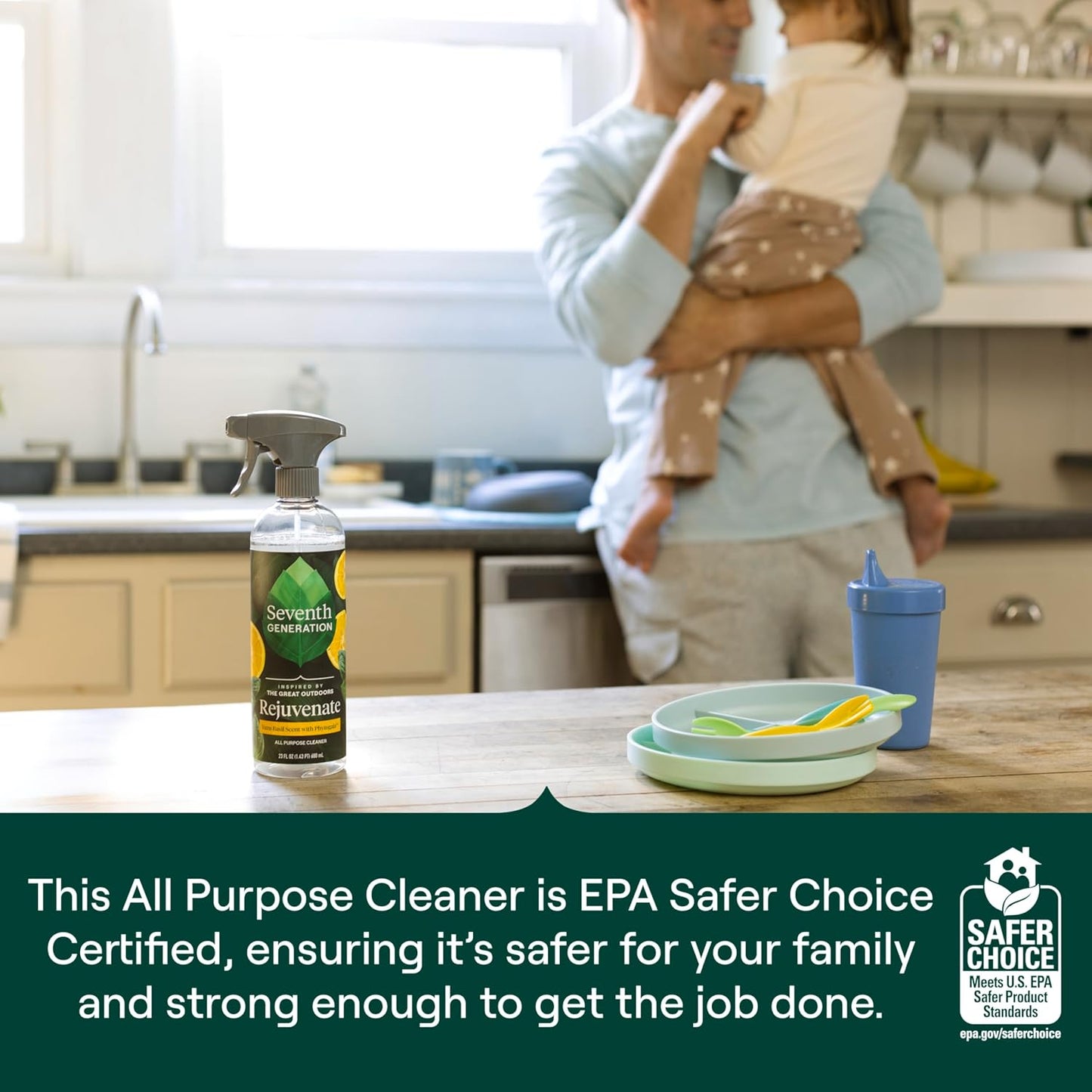 Seventh Generation All Purpose Cleaner Rejuvenating Yuzu Basil, For All Surfaces, 23 fl oz, Pack of 4