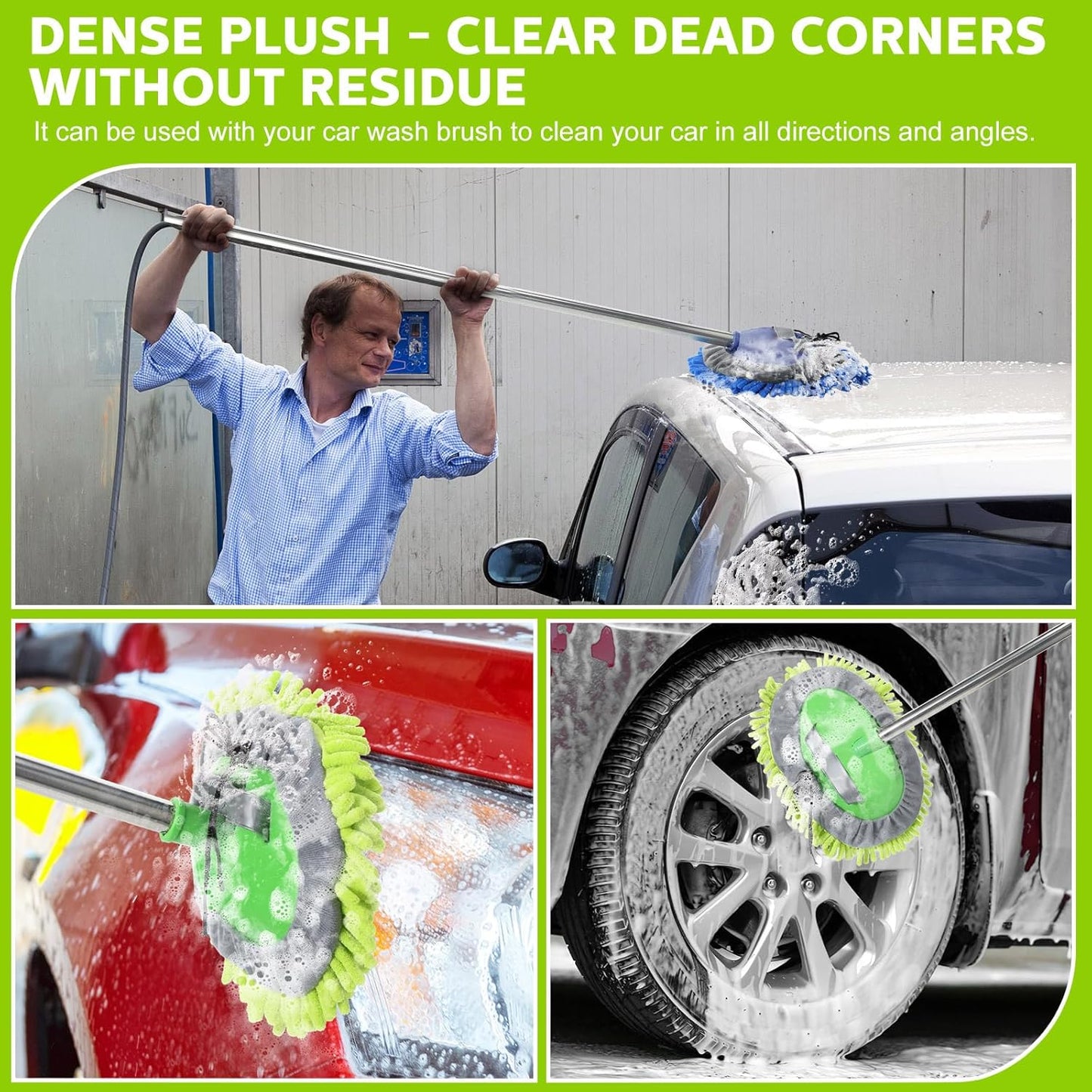 Layhit 5 Pcs Car Wash Mitt Set, Brush Not Included, Microfiber Mitt Cleaning Car Truck Washing Tools Kit RV Pickup Chenille Scratch Replacement (Royal Blue and Green)