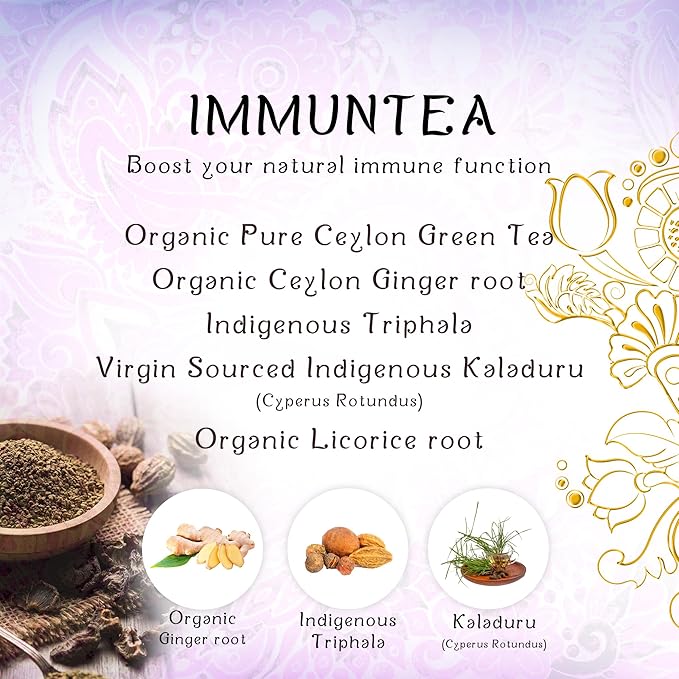 Tรฉrapy Ceylon ImmunTea Ayurvedic Tea | All Natural Herbal Ingredients | 20 Count Individually Wrapped Tea bags | Helps boost your immunity naturally