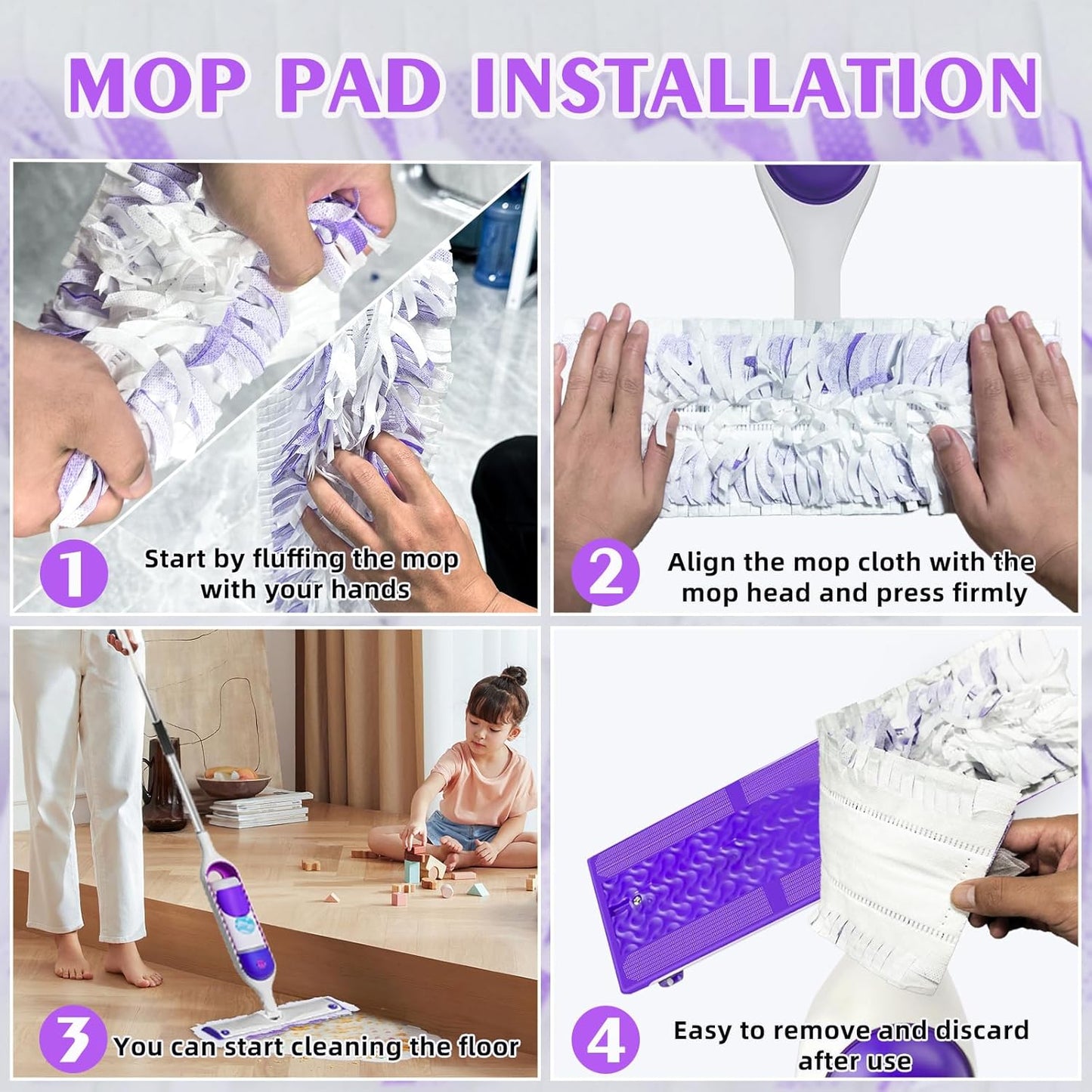 25 Count Disposable Heavy-Duty Power Mop Pads Refills for Swiffer Power Mop,Replacement Floor Cleaning Refills, Non-Washable & Unscented, Compatible with Swiffer PowerMop (Quick-Absorb, No Residue)
