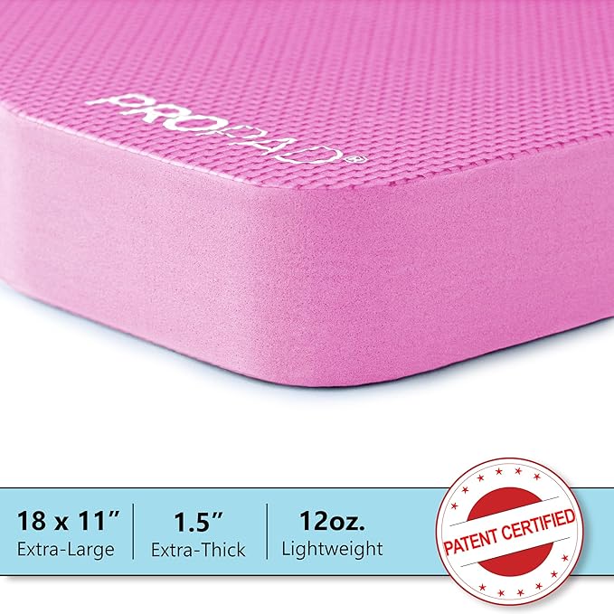 Thick Kneeling Pads, Garden Kneeler for Gardening, Bath Kneeler for Baby Bath, Kneeling Mat for Yoga, Knee Pad for Work, Floor Foam Pad, Extra Large (XL) 18 x 11 x 1.5 Inches, Pink (Pack of 2)