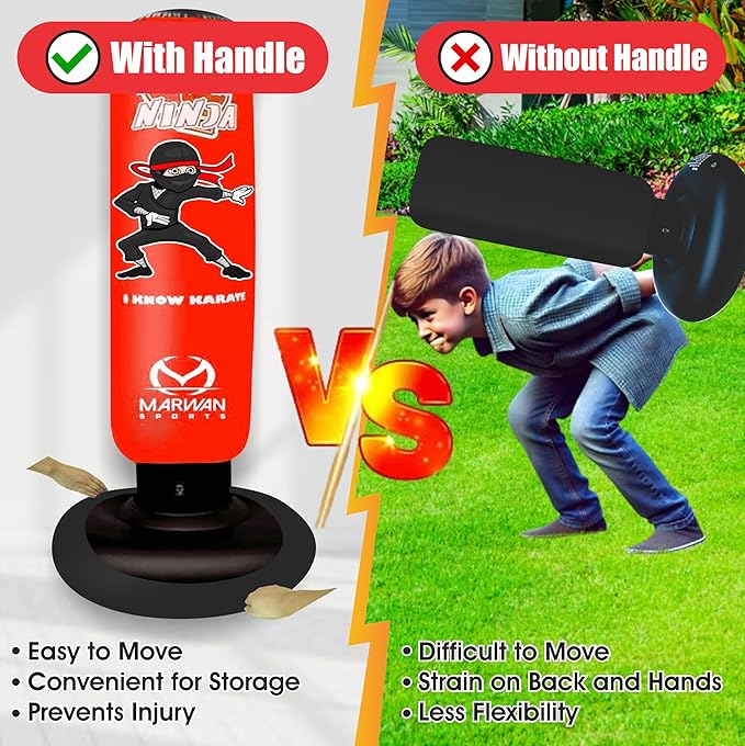 Durable Inflatable Kids Punching Bag for Karate and Boxing β Bounce-Back Martial Arts Bag for Boys and Girls, Great Birthday Gift to Relieve Energy and Build Skills for Boys Ages 4-12