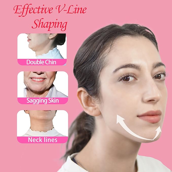 V Line Lifting Mask Chin Strap for Sleeping, Face Lifting Strap, Chin Strap, Jawline Shaper, Jaw Strap, Double Chin Reducer,Face Lift Tape & Snoring Solution (Pink~)