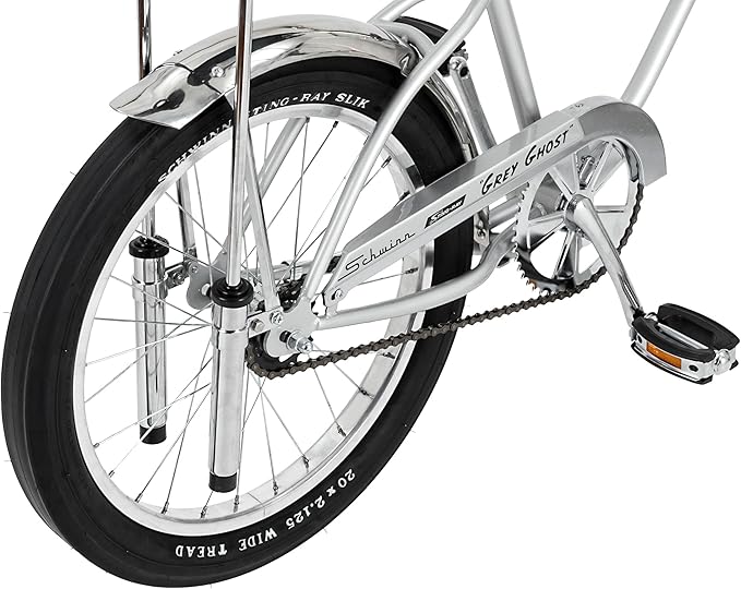 Schwinn Krate Classic Sting-Ray Bike, 20 Inch Bike for Kids or Adults, Steel Frame & Springer Fork, Fenders, Single Speed, Coaster Brake, Grey Ghost, Lemon Peeler, Coal, Grape, Orange or Apple