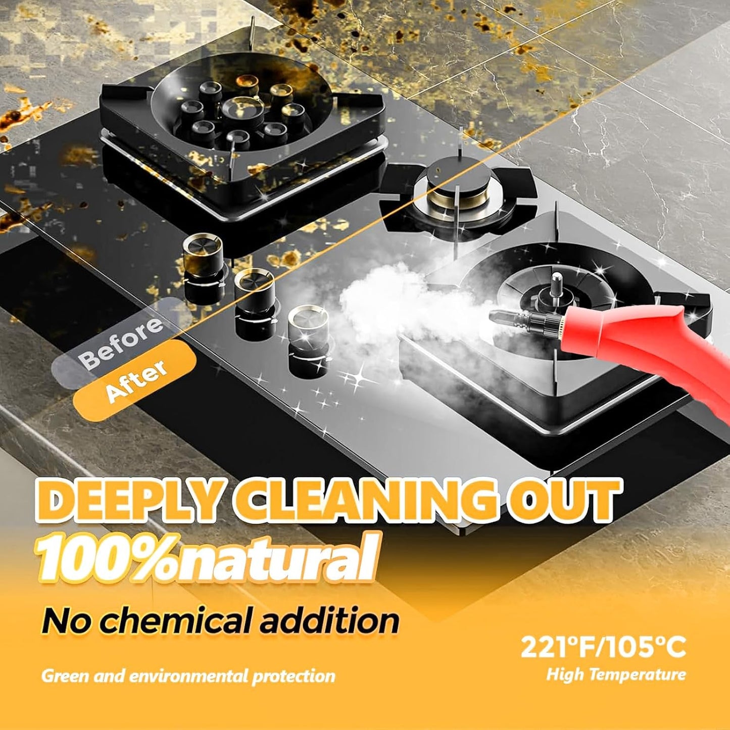 Handheld Steam Cleaner, 1000ml Water Tank, 15S Heat-up Time, Multipurpose Steamer for Home Use, Pressurized Steamer for Cleaning Floor, Upholstery, Grout and Car Red