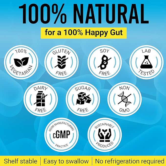 BIGJOHNLAB® Probiotics 60 Billion CFU – 10 Strains + Organic Prebiotics – Immune, Digestive & Gut Health – Supports Occasional Constipation, Diarrhea, Gas & Bloating – for Women & Men – 30ct