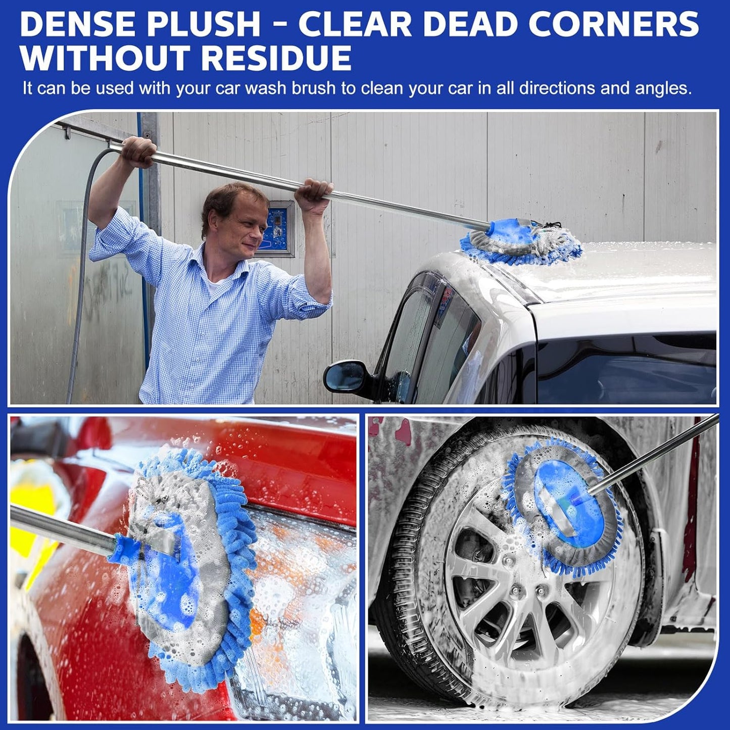 Layhit 5 Pcs Car Wash Mitt Set, Brush Not Included, Microfiber Mitt Cleaning Car Truck Washing Tools Kit RV Pickup Chenille Scratch Replacement(Royal Blue)