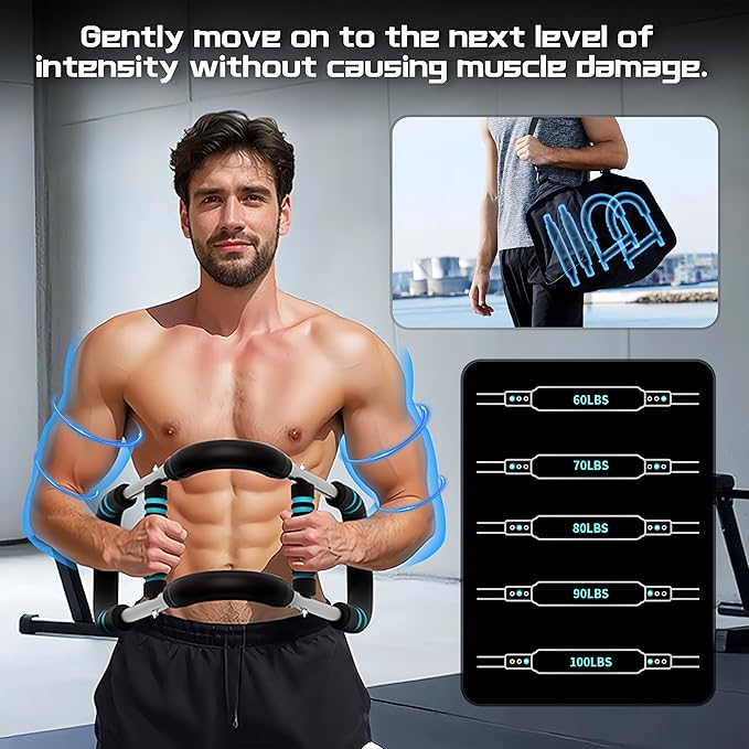 Twister Arm Trainer, 60-100lb Adjustable Chest & Arm Workout Tool, Arm Strengthener for Men & Women, Portable Detachable Upper Body Fitness Machine for Home & Gym