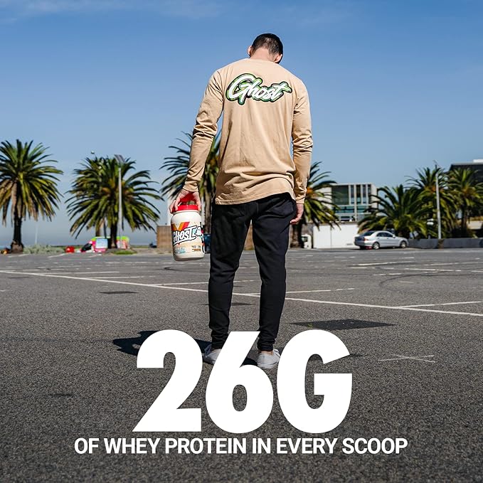 GHOST Whey Protein Powder, Peanut Butter Cereal Milk - 2LB, 26G of Protein - Whey Protein Blend - Post Workout Fitness & Nutrition Shakes, Smoothies, Baking & Cooking - Soy & Gluten-Free