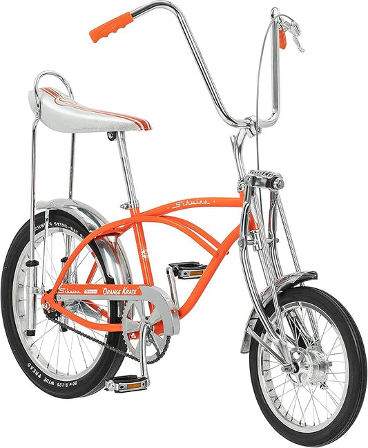Schwinn Krate Classic Sting-Ray Bike, 20 Inch Bike for Kids or Adults, Steel Frame & Springer Fork, Fenders, Single Speed, Coaster Brake, Grey Ghost, Lemon Peeler, Coal, Grape, Orange or Apple
