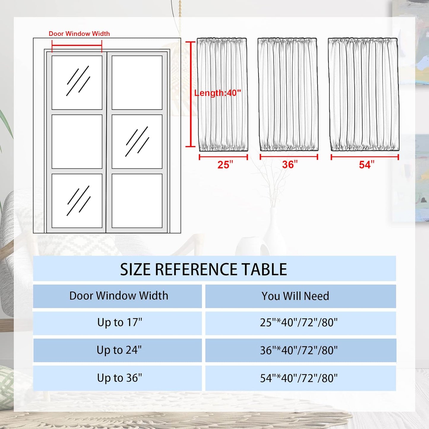 DWCN French Door Curtains – Rod Pocket Thermal Blackout Curtain for Doors with Glass Window, Kitchen and Patio Doors for Privacy, 25 X 40 Inches Long, 1 Curtain Panel with Tieback, Taupe