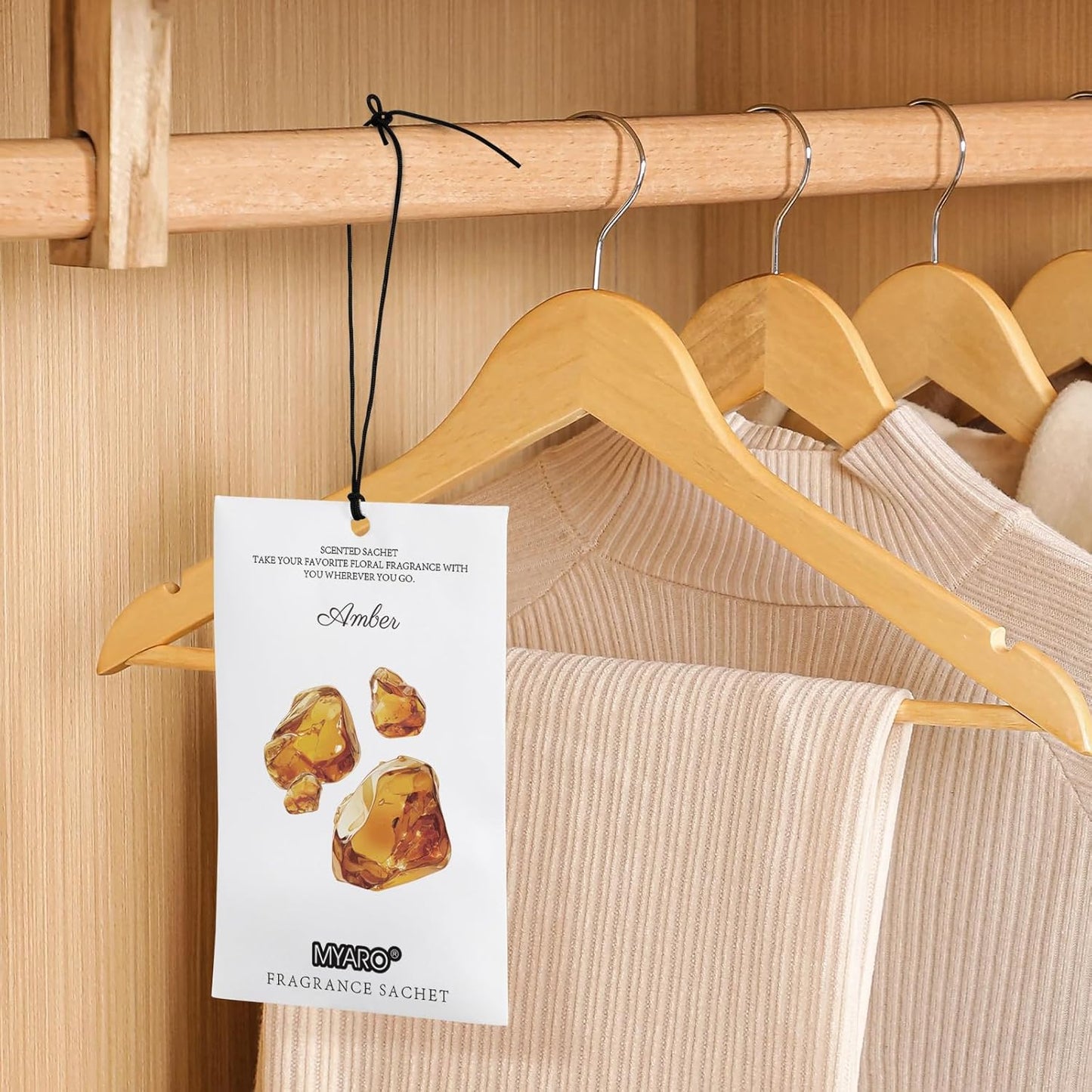 MYARO 12 Packs Amber Scented Sachets for Drawer and Closet, Long-Lasting Closet Sachet Bags Drawer deodorizers Fresh Scents, Home Fragrance for Lover