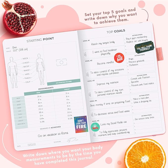 Clever Fox Wellness Planner - Weekly & Daily Health and Wellness Log, Food Journal & Meal Planner Diary for Calorie Counting, Notebook for Medical Condition Tracking, A5-Sized - Light Pink