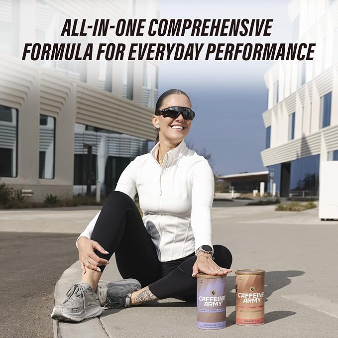 CAFFEINE ARMY ChocoVanilla | Comprehensive Functional Coffee with MCTs, CoQ10, Collagen and Adaptogens: Clean Energy + Supports Daily Attention, No Jitters or Crash (13.4 oz 38 Servings)