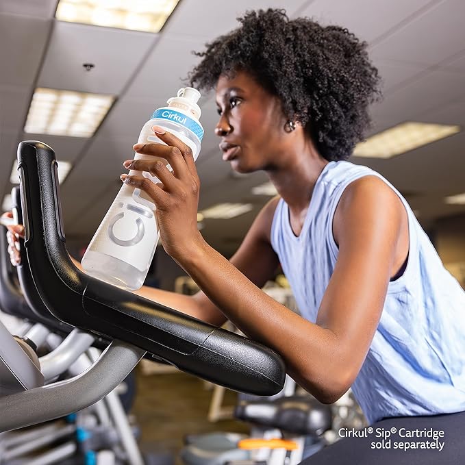 Cirkul 22oz. White Plastic Grip Squeeze Water Bottle & Sport Lid, BPA-Free, Non-Slip Design for Gym, Biking & Sports