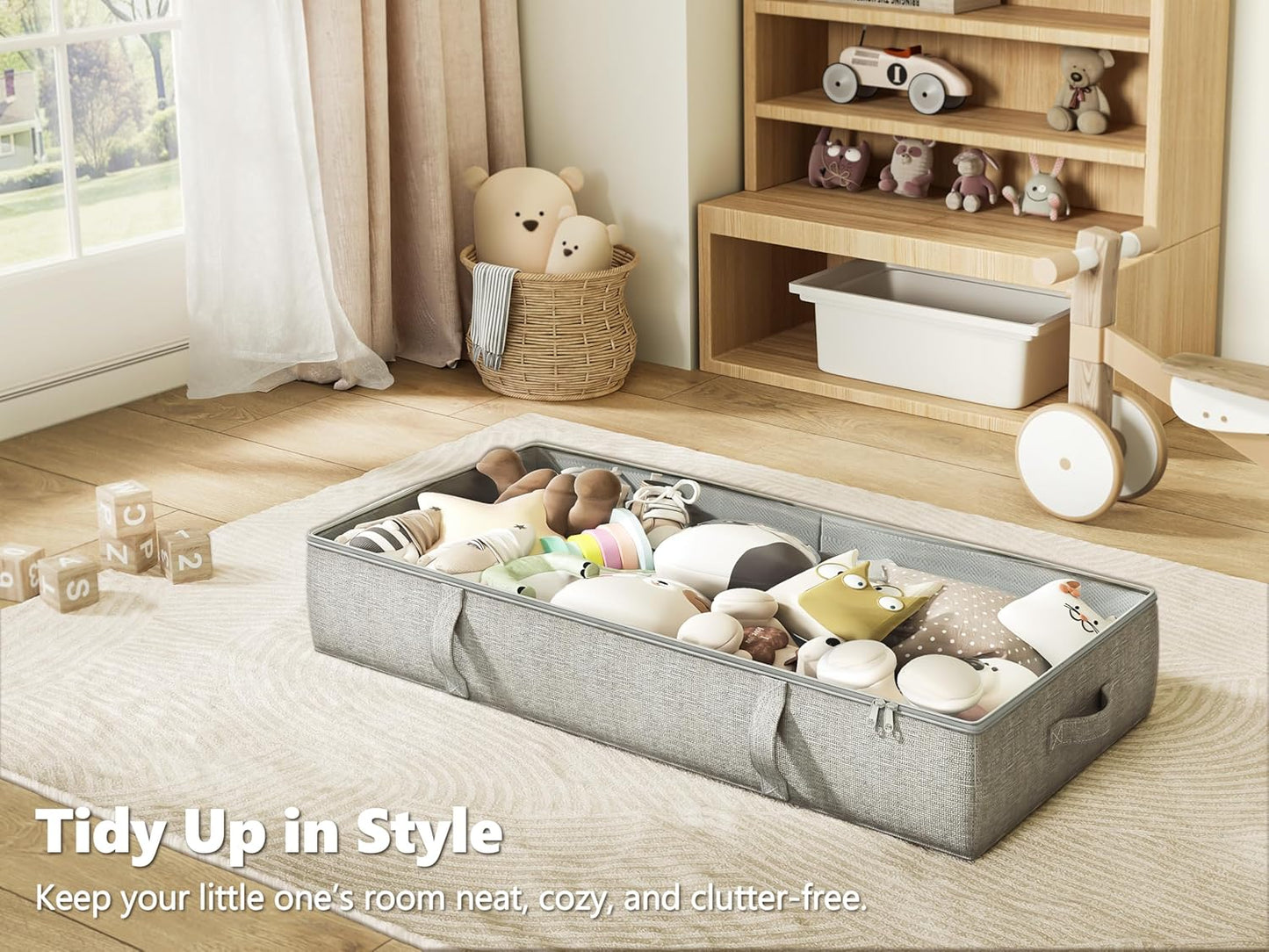 2-Pack Under Bed Storage Containers, 6 Inches Tall Underbed Clothes Storage Organizer Bin with Sturdy Sidewalls/Bottom, Underbed Storage Bins 2 Storage Thin Bins