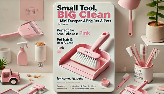 Small Tool, Big Clean: NACENA Mini Dustpan & Brush Set for Home, Desk & Pets (Pink)