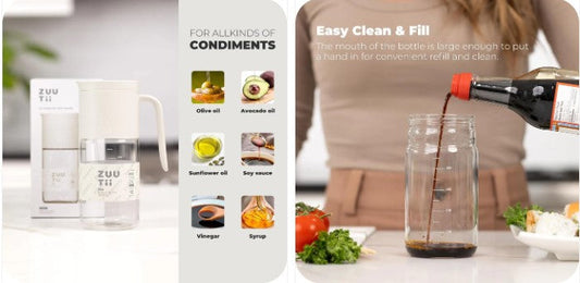 Precision Every Pour — Zuutii Auto-Flip Olive Oil Dispenser (550ml, Light Cream)