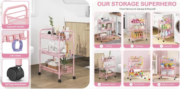 Pretty, Practical, and Built to Move — The 3-Tier Rolling Utility Cart That Organizes Every Room