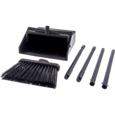 SPARTA Duo-Pan Upright Dust Pan and Broom Set, Essential Cleaning Tools for Home and Commercial Use, 36" Handle, 1 Count, Black