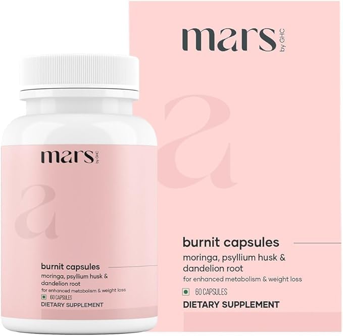 Mars BurnIt Capsules | Enriched with Psyllium Husk, Moringa & Dandelion Root | Supports Digestion, Detox & Weight Management (Pack of 2)