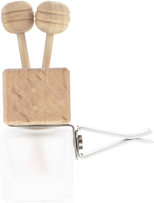 10 Pack,8ml Matte Glass Car Air Freshener Perfume Clip Diffuser,Empty Essential Oil Perfume Vials Diffuser Vent Outlet,Thick Glass Ornament With Wooden Caps,FREE Funnel,Dropper