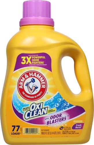 ARM & HAMMER Plus OxiClean Odor Blasters Fresh Burst, 77 Loads Liquid Laundry Detergent, 100.5 Fl oz (Pack of 2)