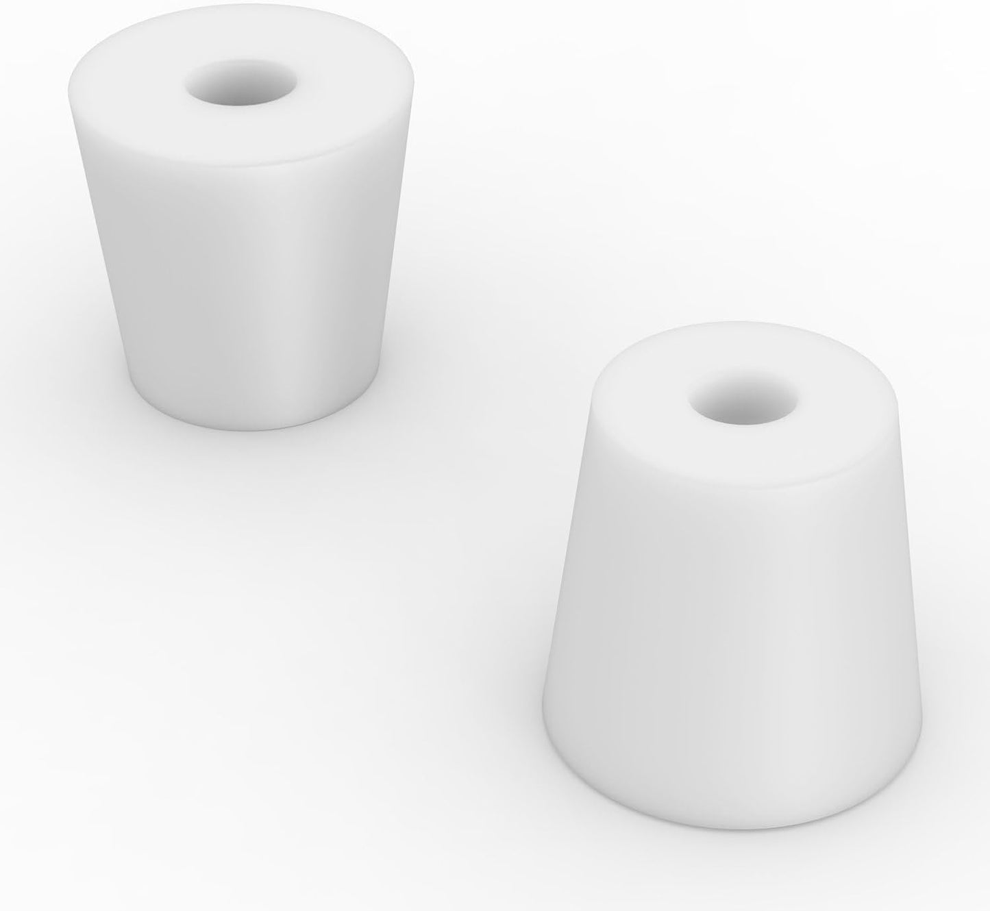 Labasics 5-Pack 5# Single-Hole Silicone Stoppers, White Tapered Lab Seal Stoppers with 0.31" Hole, Durable and Reusable Silicone Plugs for Laboratory Glassware, Airtight Sealing, and Experiments