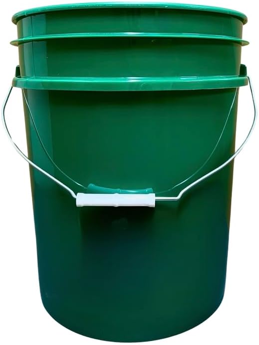 House Naturals 5 Gallon Premium HPDE Plastic Bucket - Made in USA Food Grade Storage Container, BPA Free All Purpose Pail (3, Dark Green)