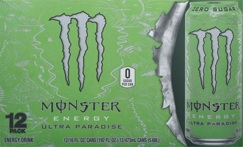 Monster Energy Ultra Paradise, Sugar Free Energy Drink, 16 Ounce (Pack of 12)