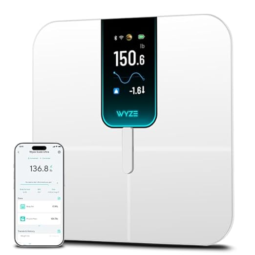 Ultra, Smart Scale with 4.3" Color Display, Digital Bathroom Scale for Body Weight BMI Muscle Mass Composition, Wi-Fi & Bluetooth Body Fat Scale with Heart Rate- White
