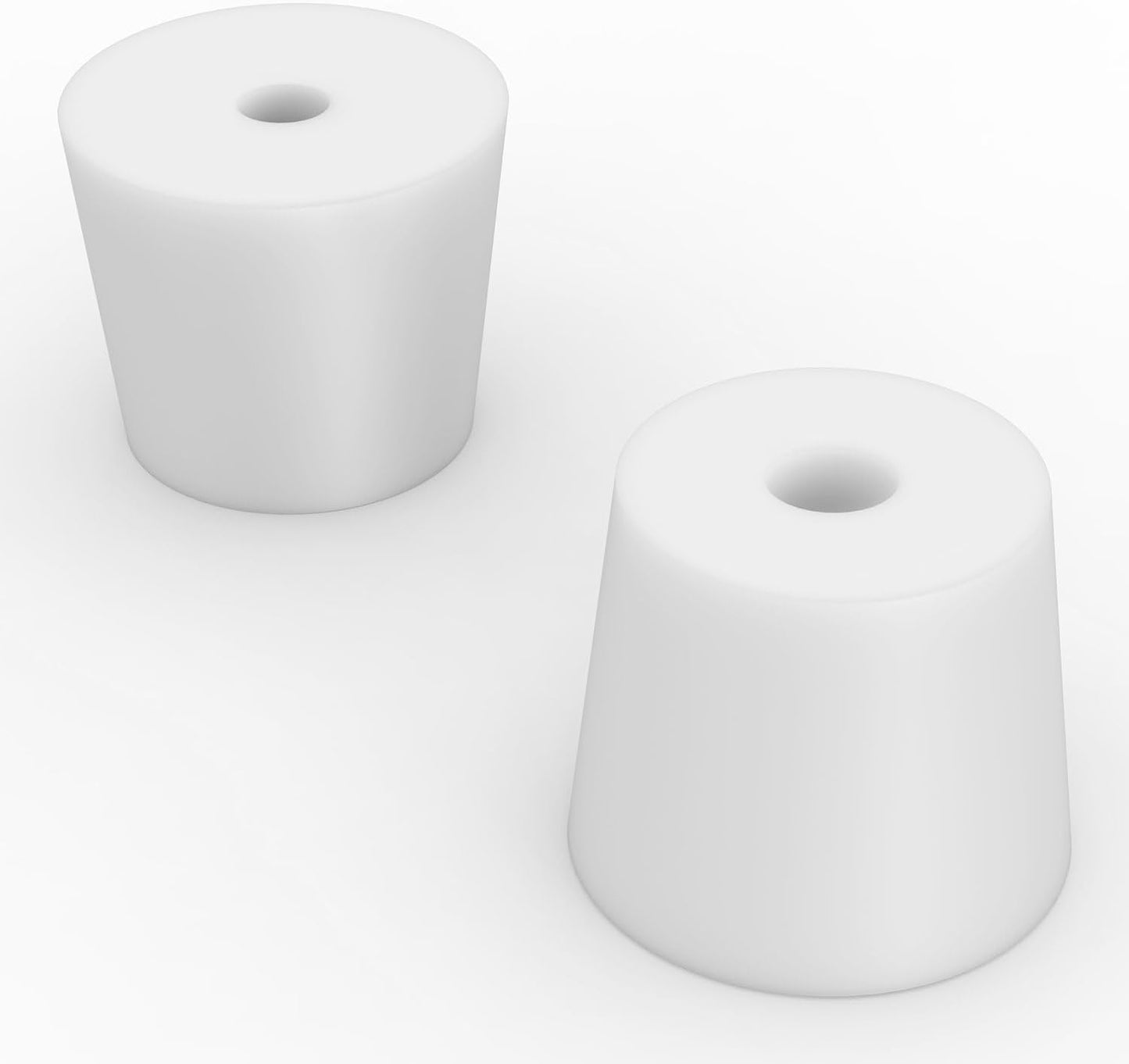 Labasics 5-Pack 7# Single-Hole Silicone Stoppers, White Tapered Lab Seal Stoppers with 0.31" Hole, Durable and Reusable Silicone Plugs for Laboratory Glassware, Airtight Sealing, and Experiments