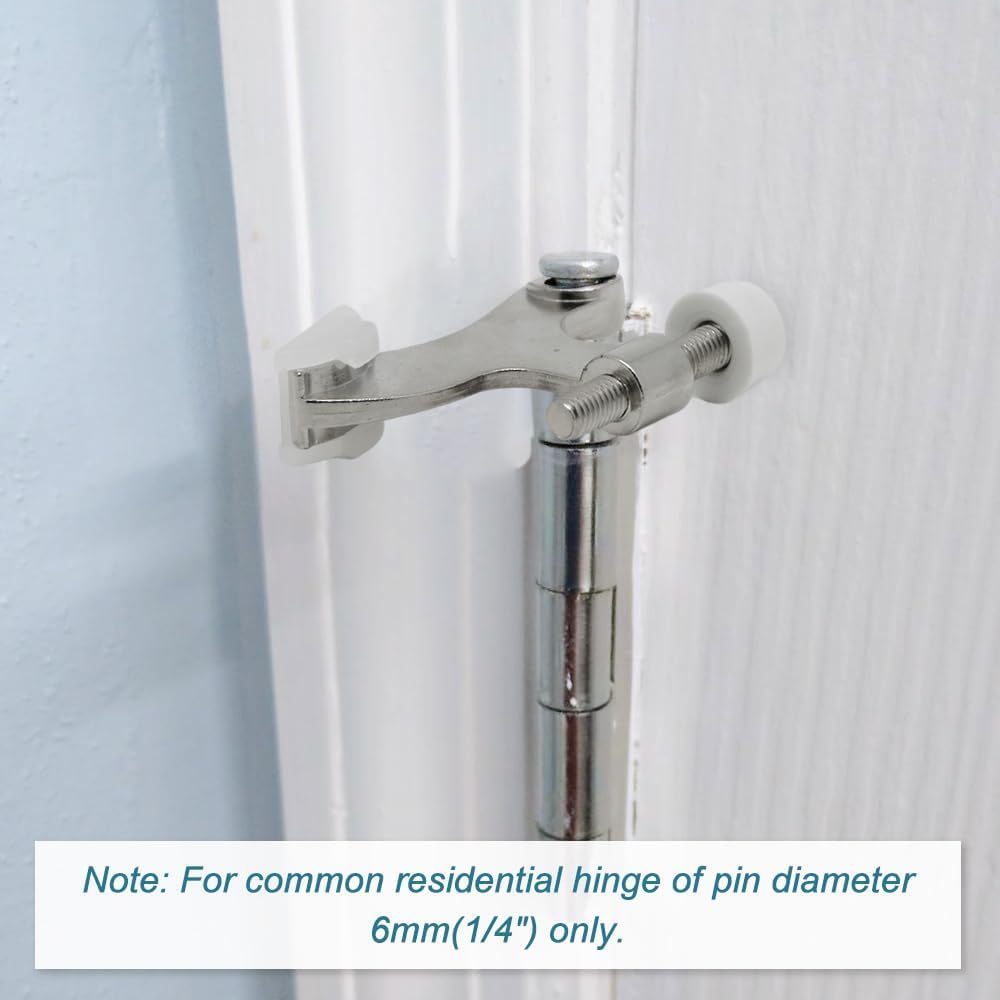 20 Pack Hinge Pin Brushed Nickel Door Stopper, Adjustable Heavy Duty Hinge Pin Door Stop with Rubber Bumper Tips
