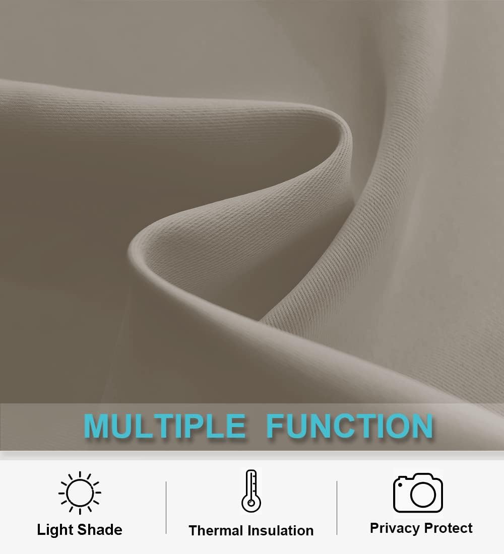 RYB HOME Short Curtains 36 inches, Durable Room Darkening Small Window Treatment Energy Smart Privacy Draperies for Basement Bathroom Bedroom, Sand, W42 x L36 inches, 2 Panels Set