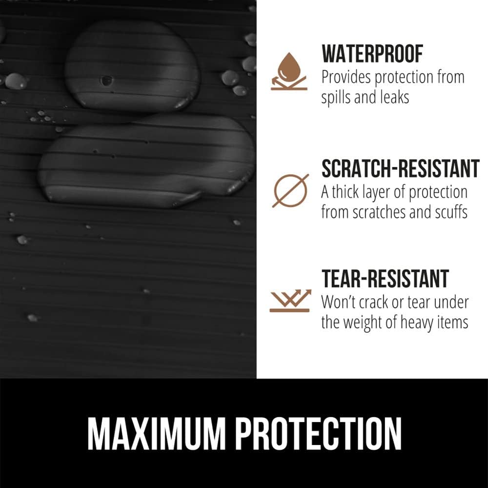 GORILLA GRIP DuraGuard Shelf Liner, 20x20 Non-Adhesive Cabinet Liners for Kitchen Drawers, Shelves, Refrigerator, Pantry Storage, Bathroom Closet, Durable Waterproof BPA Free Ribbed Plastic, Jet Black