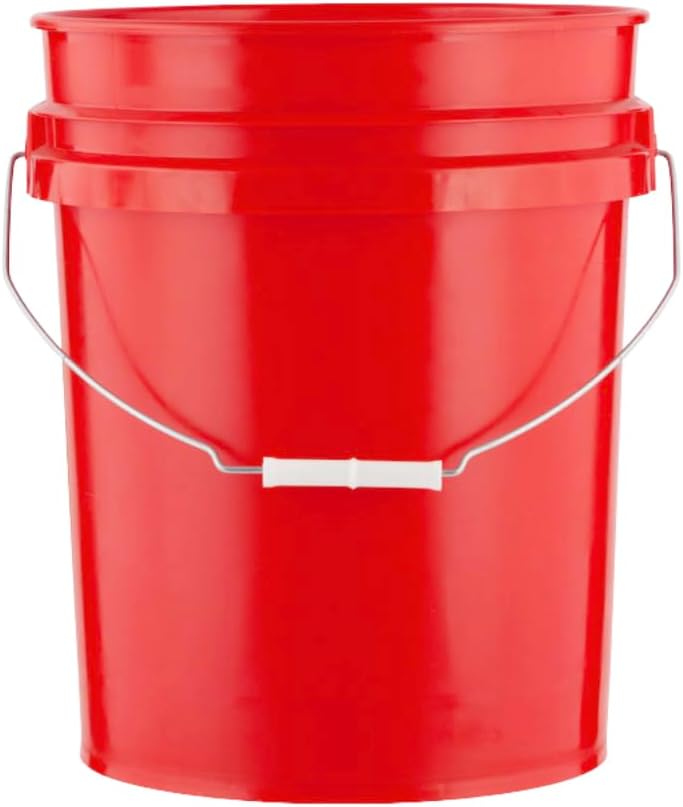House Naturals 5 Gallon Premium HPDE Plastic Bucket - Made in USA Food Grade Container, BPA Free All Purpose Pail (5, Red)