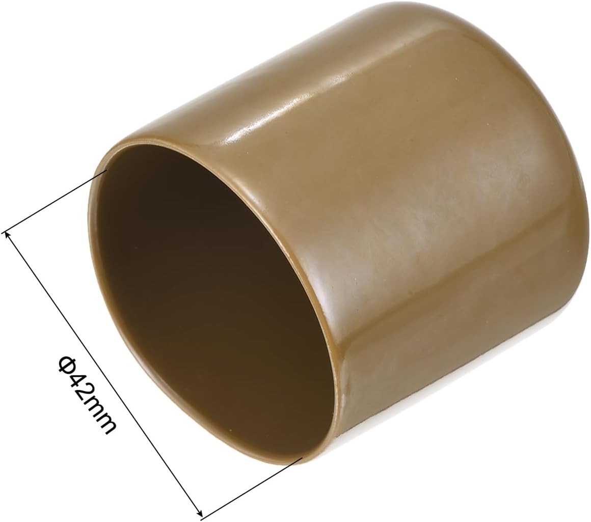 uxcell 20pcs Rubber End Caps 42mm(1 5/8") ID Vinyl PVC Round Tube Bolt Cap Cover Screw Thread Protectors Light Brown