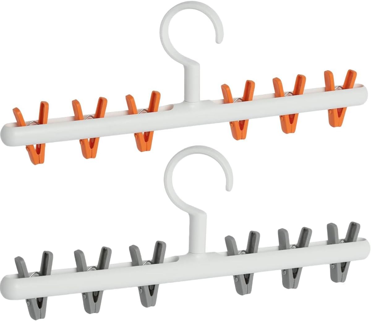 Clothes Hanger 2 Pack Clothes Drying Racks Windproof for Drying Socks Bras Underwears Baby Clothes Hats Scarfs Towels Pants and Gloves Diaper Grey Orange
