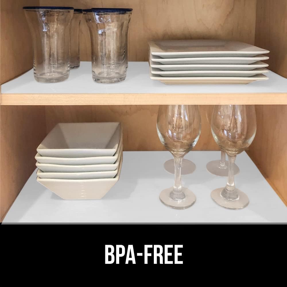 GORILLA GRIP DuraGuard Shelf Liner, 24x30 Non-Adhesive Cabinet Liners for Kitchen Drawers, Shelves, Refrigerator, Pantry Storage, Bathroom Closet, Durable Waterproof BPA Free Ribbed Plastic, White
