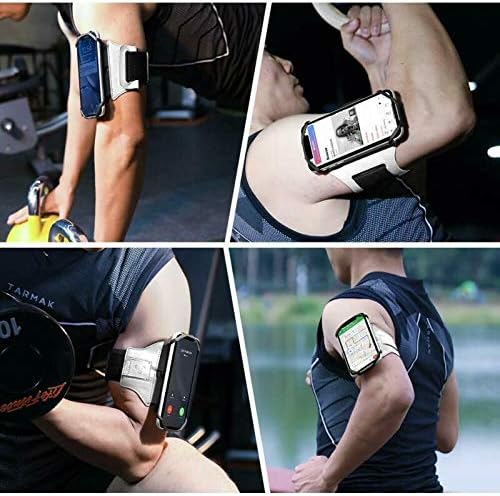 VUP Running Armband 360°Rotatable for iPhone 14/13/Pro Max/Pro/Mini/12/11/SE/Xs/XR/X/8/7/Plus, Fits All 4-6.7 Inch Smartphones, with Key Holder Phone Armband for Running Hiking Biking (Sliver)