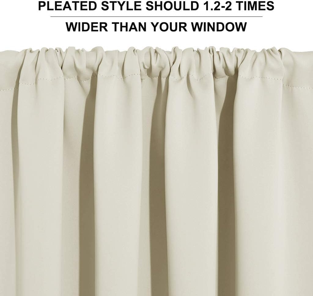 RYB HOME Beige Short Curtains Blackout, 45 inch Durable Cafe Curtains Room Darkening Window Drapes Privacy Protection for Basement Closet Kithen, W29 x L45 inch, 2 Panels