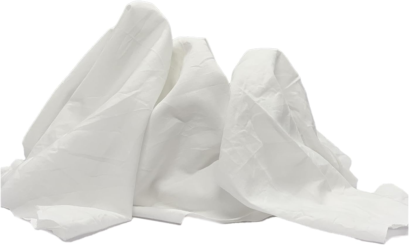 Recycled White Sheeting Cleaning Rags (5 lbs. Box) – Lint Free White Cotton Cloths for Manufacturing | Automotive | Janitorial | Shop Rags Bulk - Multipurpose
